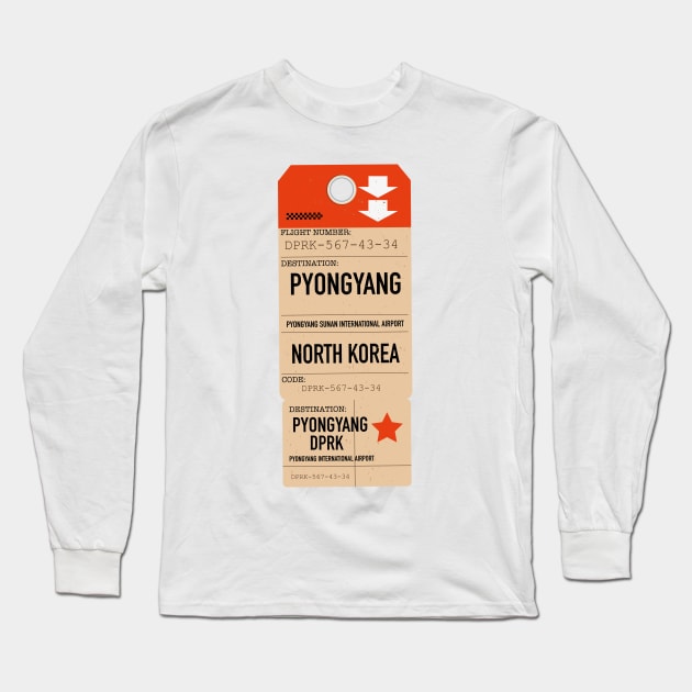 North Korea Pyongyang Travel ticket Long Sleeve T-Shirt by nickemporium1